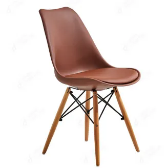 Plastic Dining Chair Metal Cross Fixed Wooden Legs DC-P03A