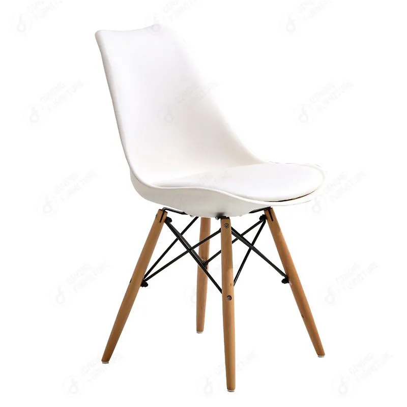Plastic Dining Chair Metal Cross Fixed Wooden Legs DC-P03A