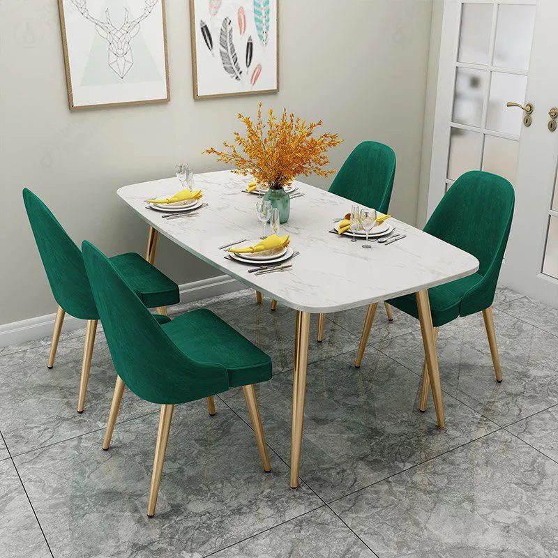 Living Room Dining Table And Chair Set Marble Velvet DT-S07