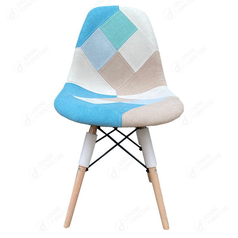 Patchwork Fabric Chair High Back Wooden Legs DC-F01