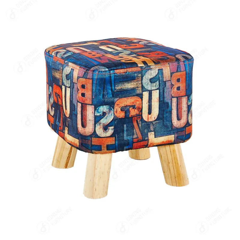 Children's Small Stool Printed Pattern Wooden Legs DF-09A