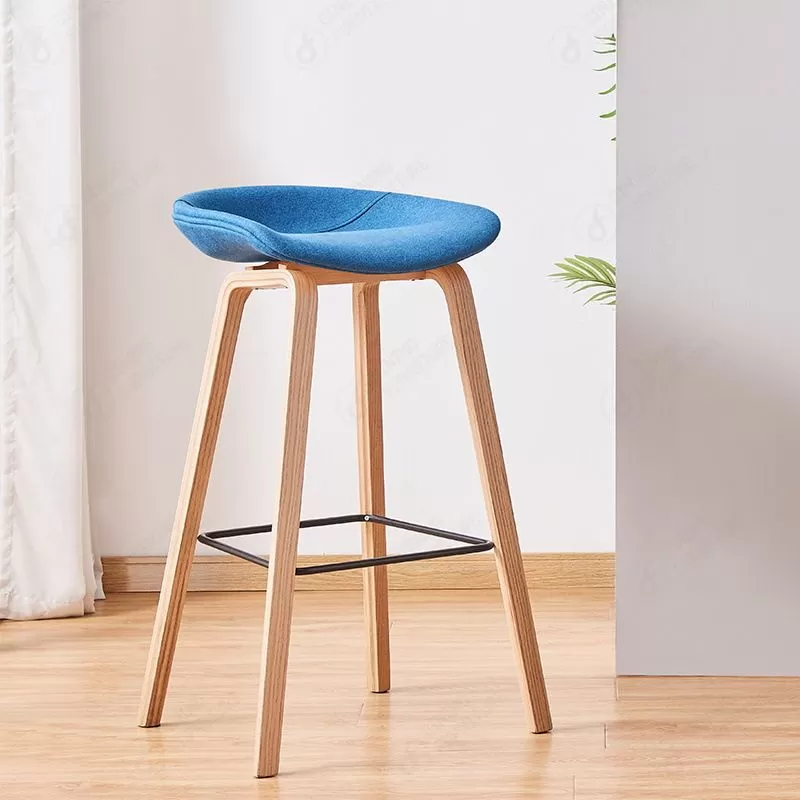 Fabric Cushion Bar Chair with High Wooden Legs DB-F08