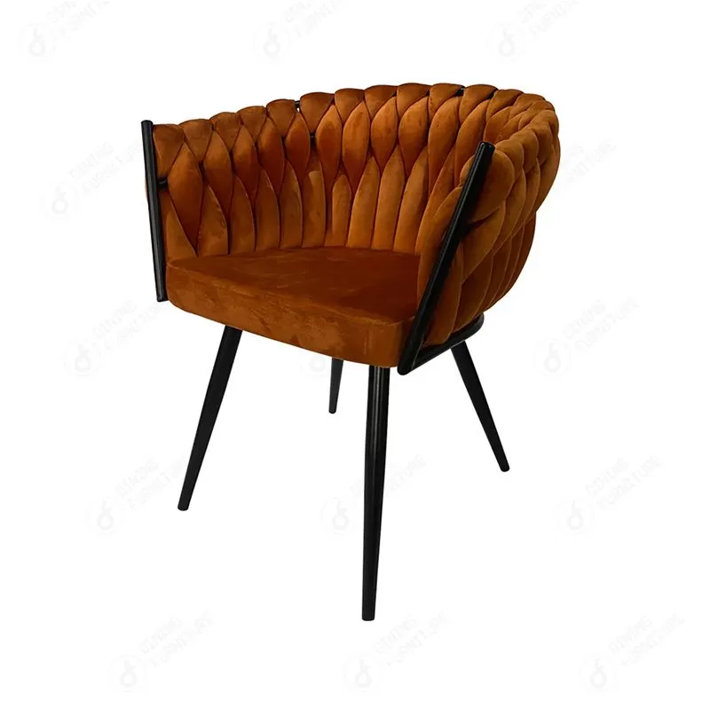 Velvet Dining Chair Petal Armchair Gold Plated Legs DC-R33