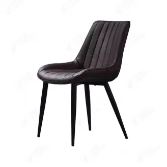 Leather Dining Chair Large Seat Cushion Black DC-U08