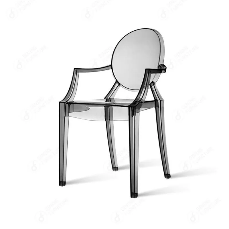 Transparent Plastic Chair Round Backrest with Armrests DC-N41P