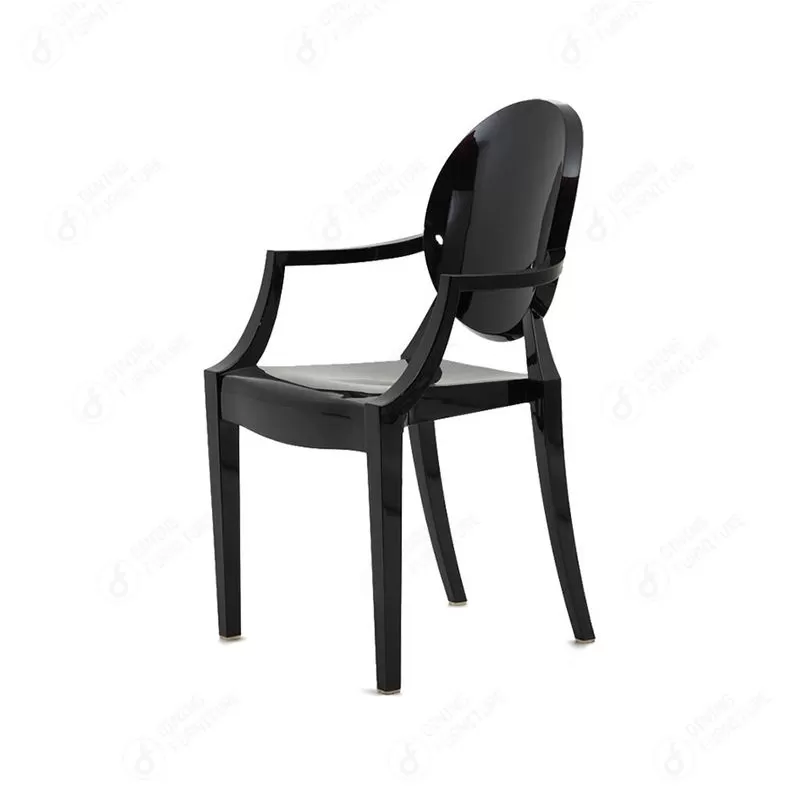 Transparent Plastic Chair Round Backrest with Armrests DC-N41P