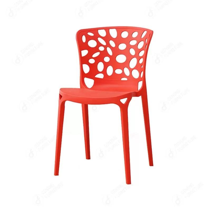 Stackable Hollow Back Monochrome Plastic Chair DC-N34