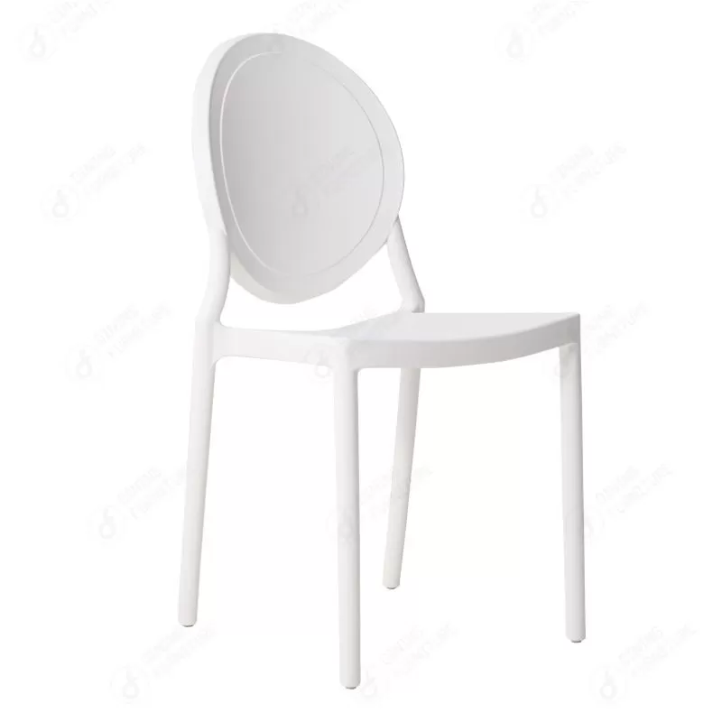 Plastic Dining Chairs Oval Backrest Stackable Side Chair DC-N39