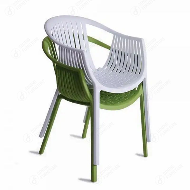 Plastic Hollow Back Armrest Dining Chair DC-N10