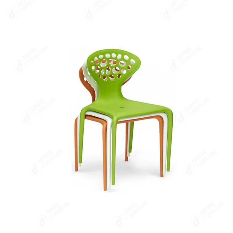 Colorful Hollow High Back Plastic Stacking Chair DC-N02