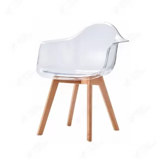 Acrylic Armrest Dining Chair Wooden Legs DC-P02PW