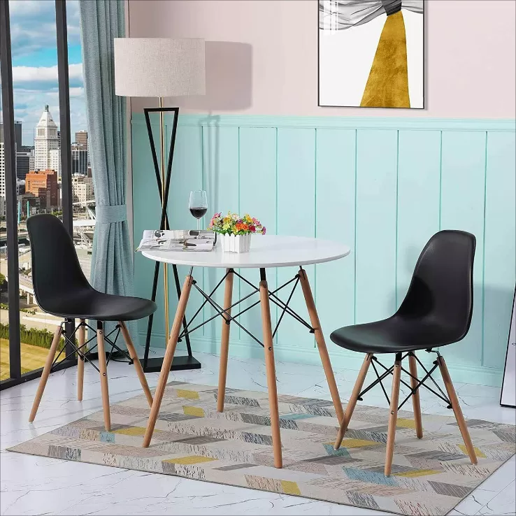 Molded Plastic Dining Chairs with Natural Wood Legs DC-P01K