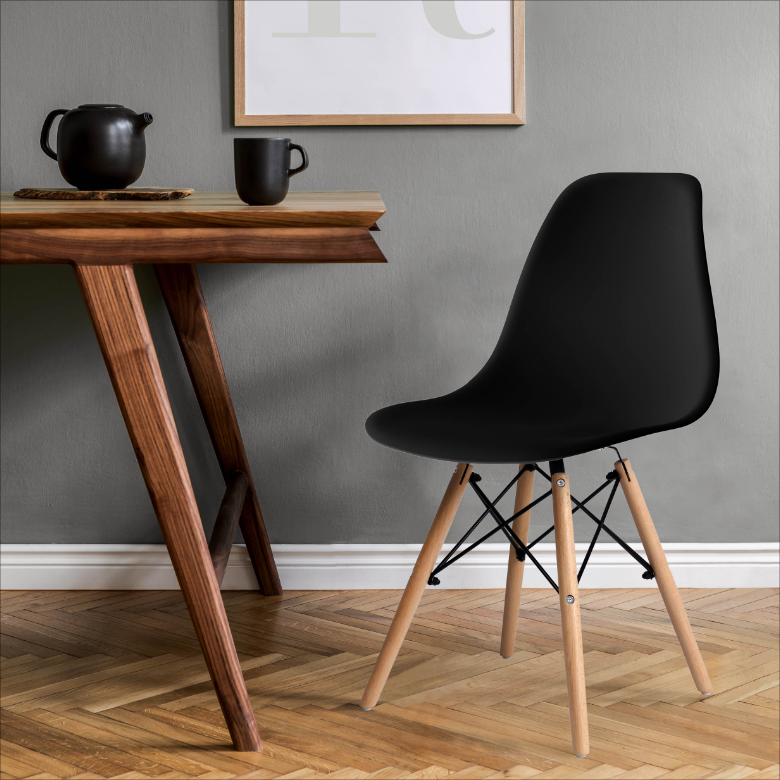 Molded Plastic Dining Chairs with Natural Wood Legs DC-P01K