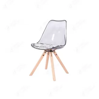 Plastic Dining Chair Acrylic Backrest Wooden Legs DC-P03PD