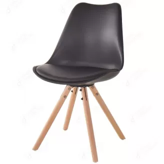 Soft Seat Shell Cover Wooden legs Plastic Dining Chairs DC-P03B