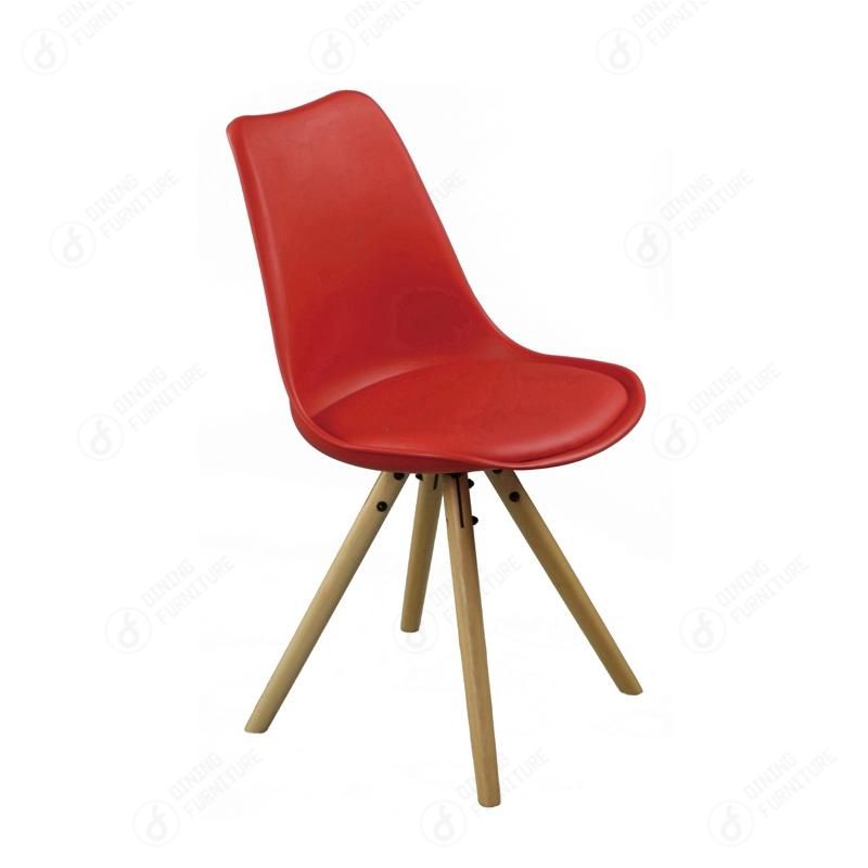 Soft Seat Shell Cover Wooden legs Plastic Dining Chairs DC-P03B