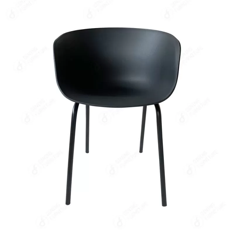 Semi-Round Plastic Dining Chair with Metal Legs DC-P07H