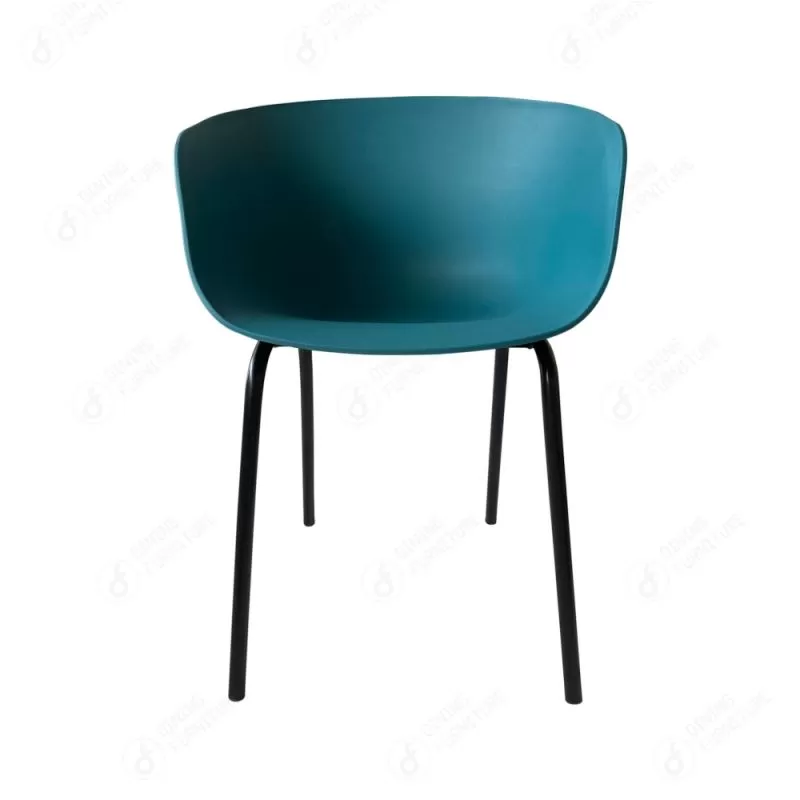 Semi-Round Plastic Dining Chair with Metal Legs DC-P07H