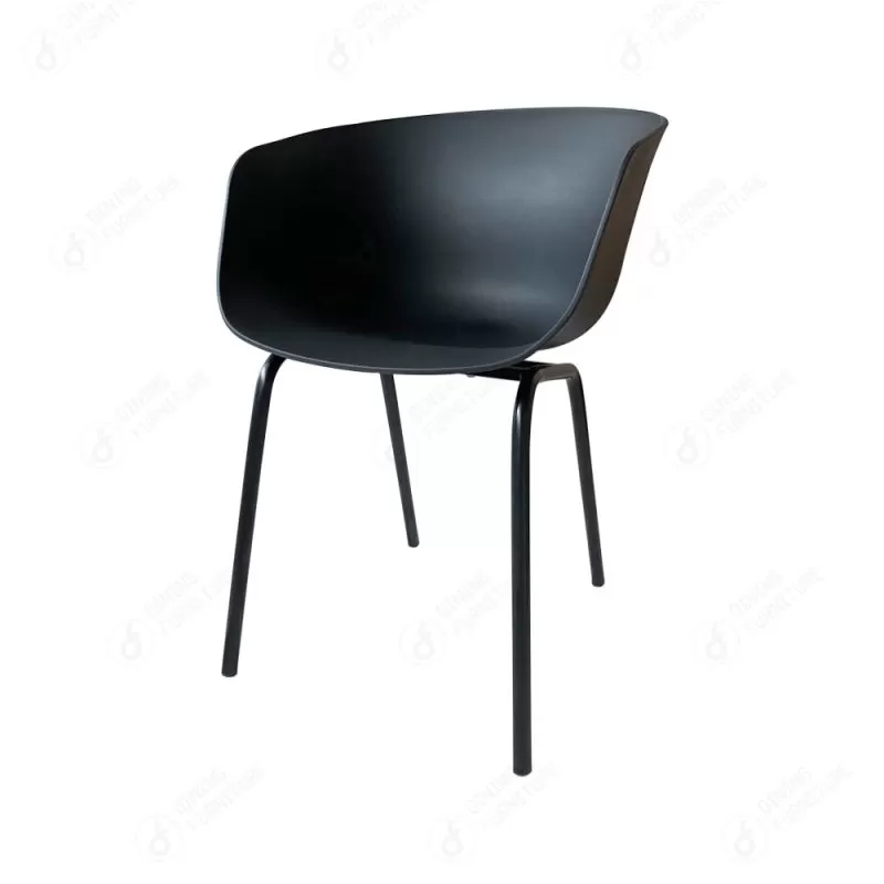 Semi-Round Plastic Dining Chair with Metal Legs DC-P07H