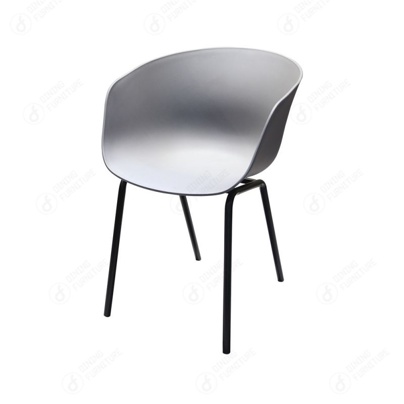 Semi-Round Plastic Dining Chair with Metal Legs DC-P07H