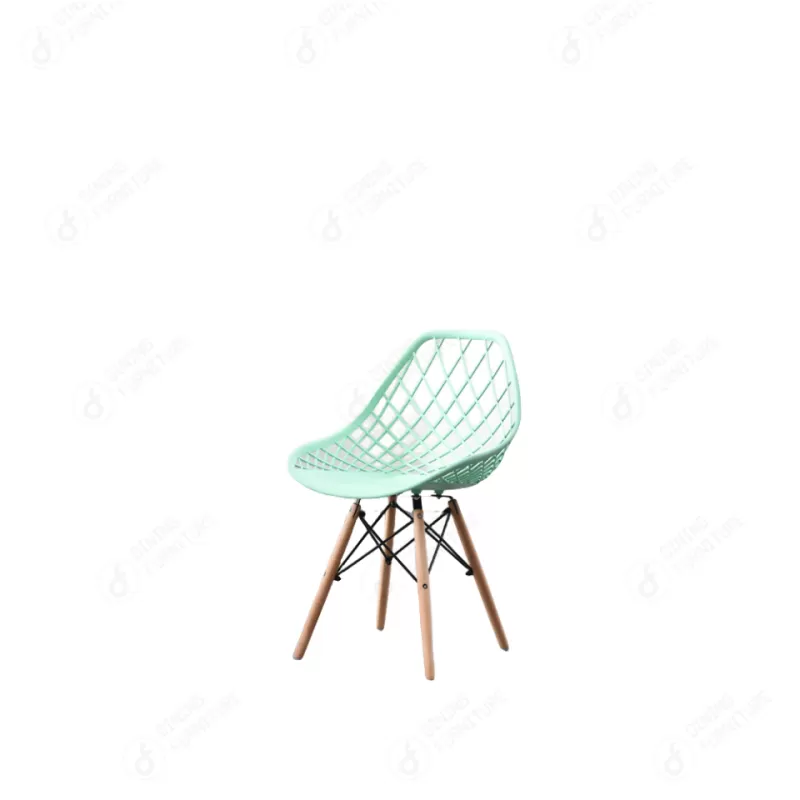 Plastic Chair with Hollow Back and Wooden Legs DC-P14