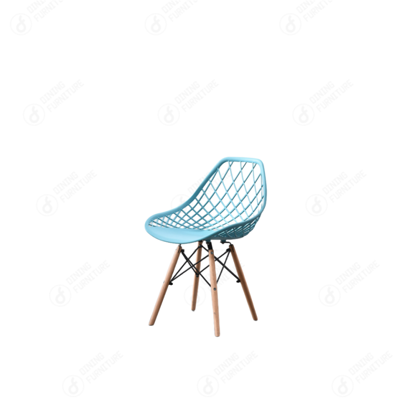 Plastic Chair with Hollow Back and Wooden Legs DC-P14