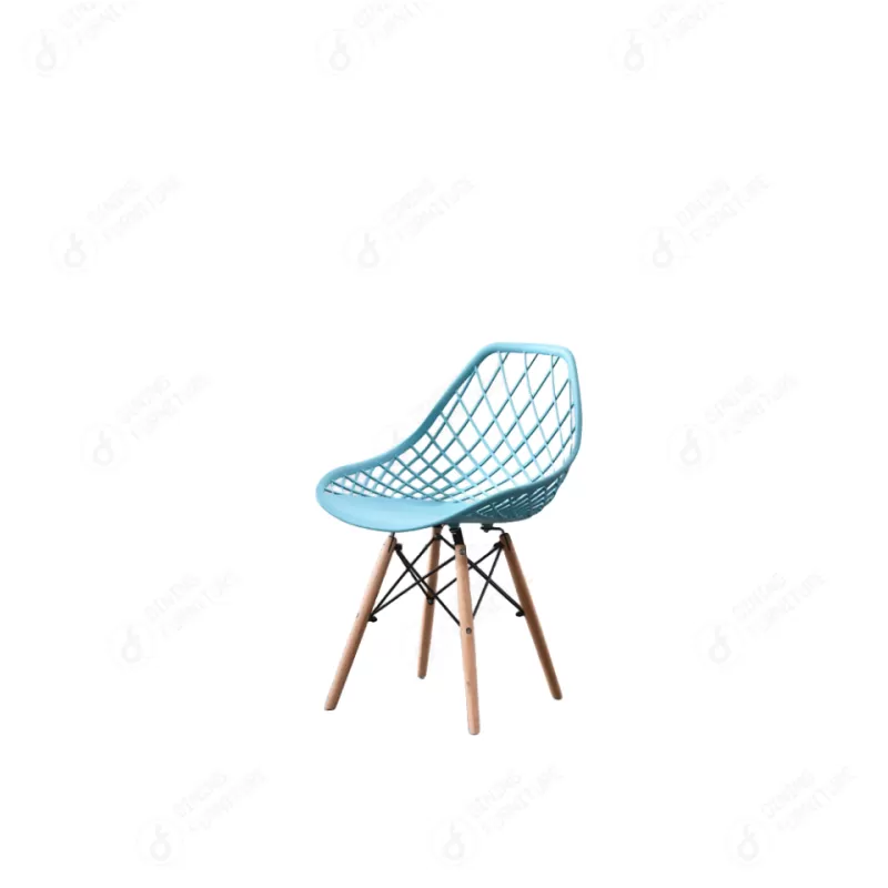 Plastic Chair with Hollow Back and Wooden Legs DC-P14