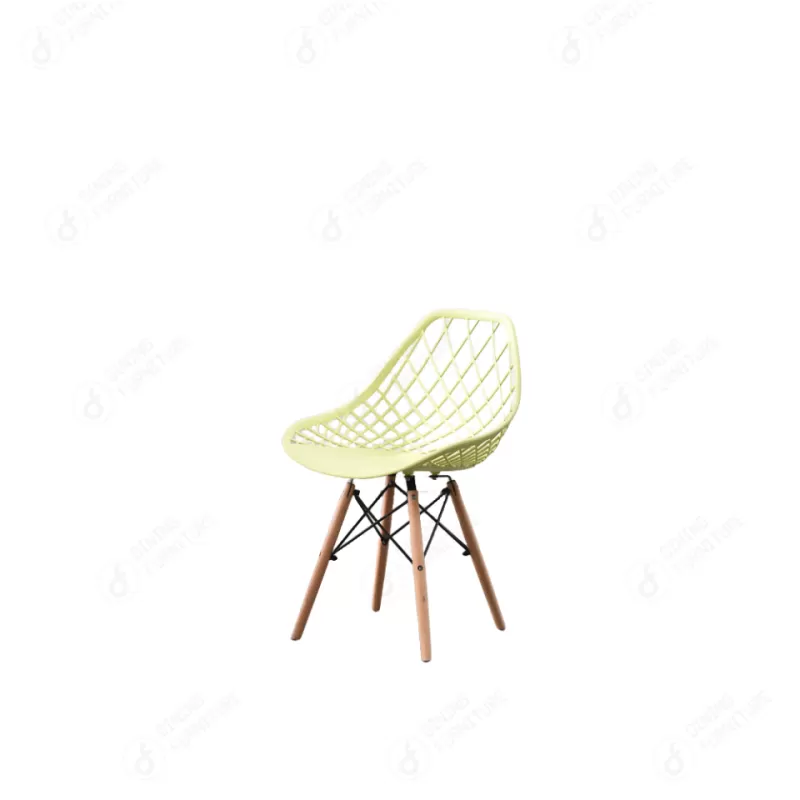 Plastic Chair with Hollow Back and Wooden Legs DC-P14