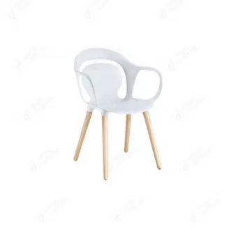 Plastic Armchairs with Cut-Out Backrest Wood Legs DC-P17