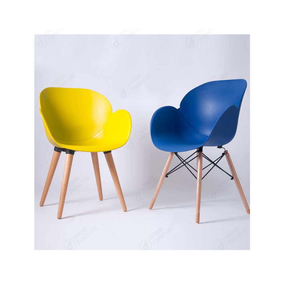 Plastic Chair with Wooden Legs and Metal Support DC-P20