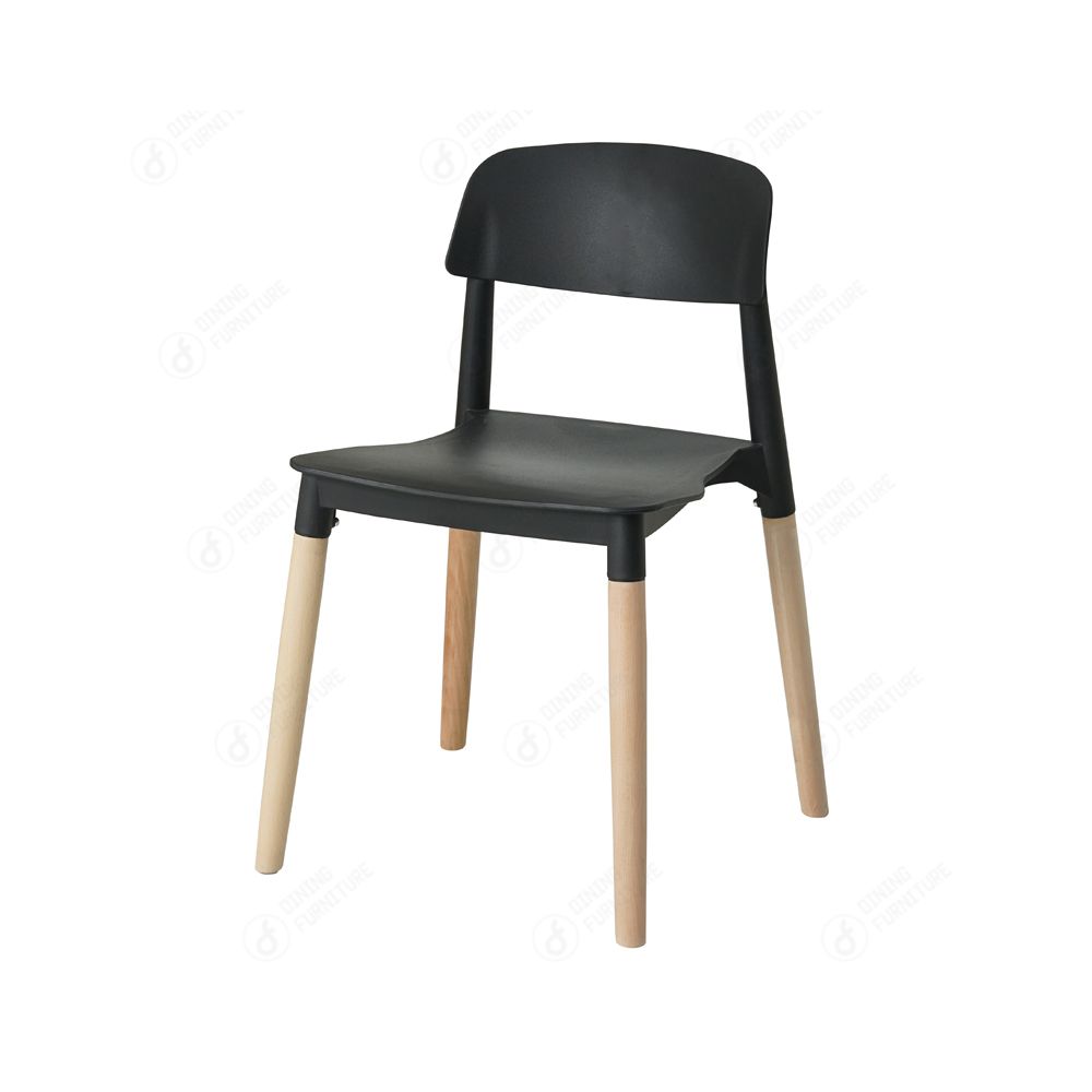 Square Seat Plastic Back Four Wood Legs Dining Chair DC-P70