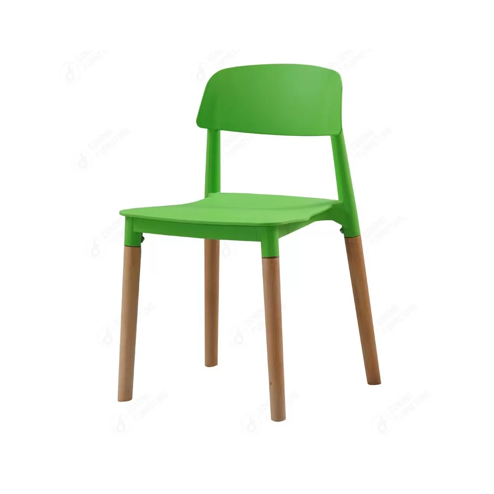 Square Seat Plastic Back Four Wood Legs Dining Chair DC-P70