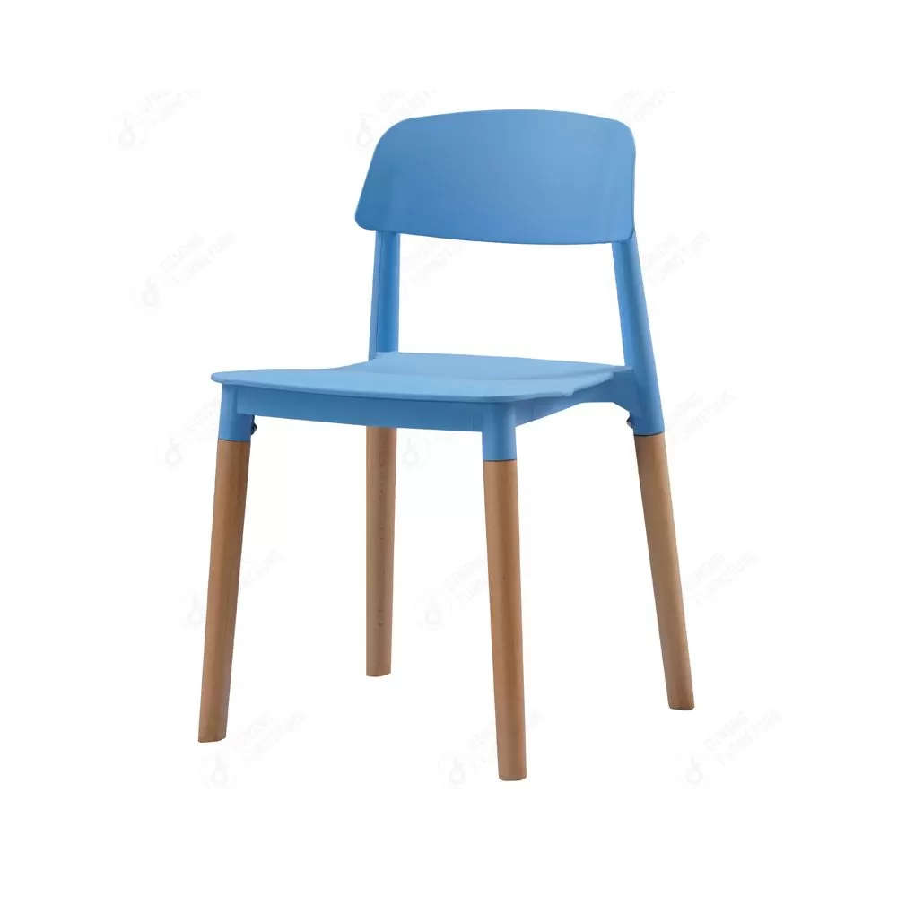 Square Seat Plastic Back Four Wood Legs Dining Chair DC-P70