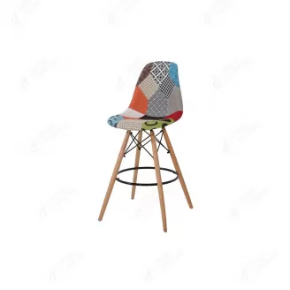 Spliced Fabric High Bar Chair with Beech Legs DB-F01