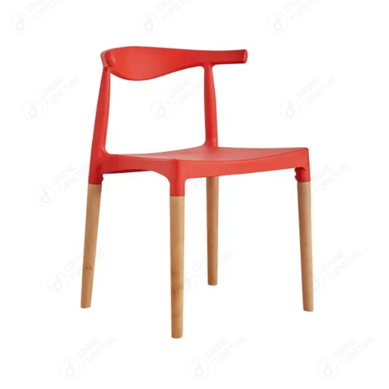 Plastic Dining Chair With Wooden Legs DC-P72