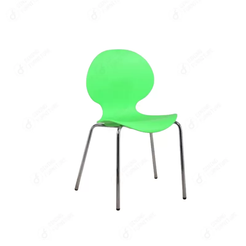 Plastic Chair with Round Back and Iron Legs DC-P84