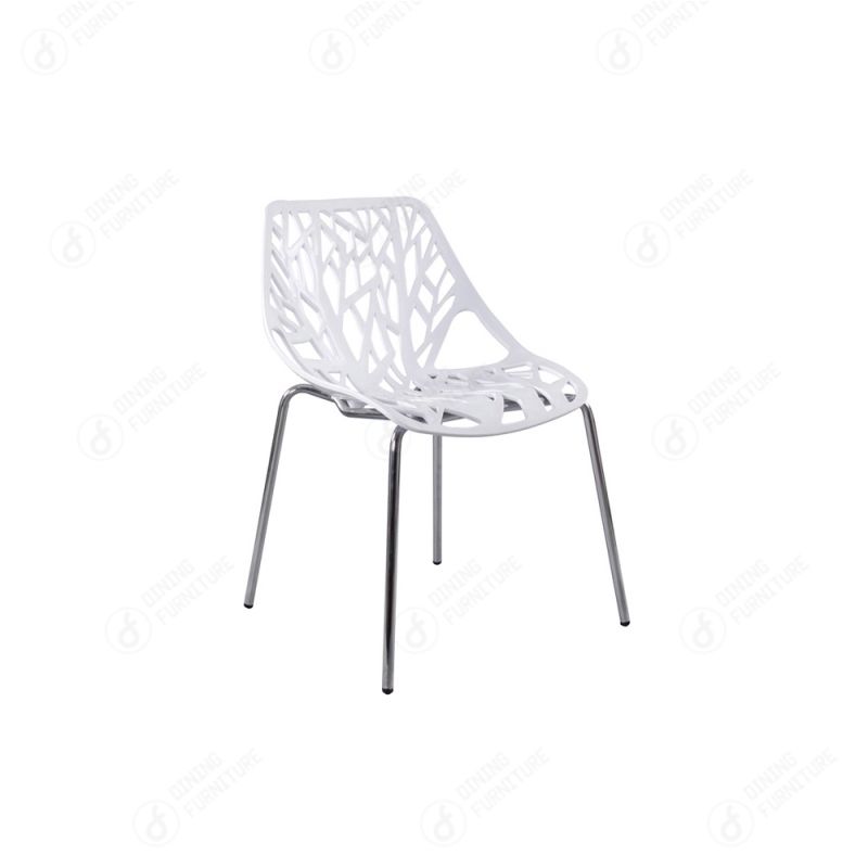 Plastic Chair with Hollow Branch Backrest and Iron Legs DC-P83