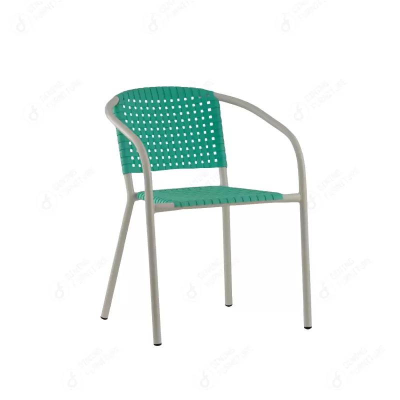 Metal Frame Woven Plastic Armchair DC-P85