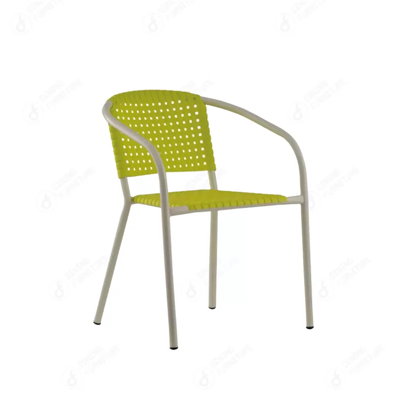 Metal Frame Woven Plastic Armchair DC-P85