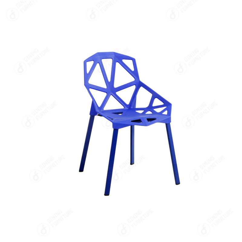 One-Piece Plastic Chair with Hollow Seat Surface and Iron Legs DC-P86