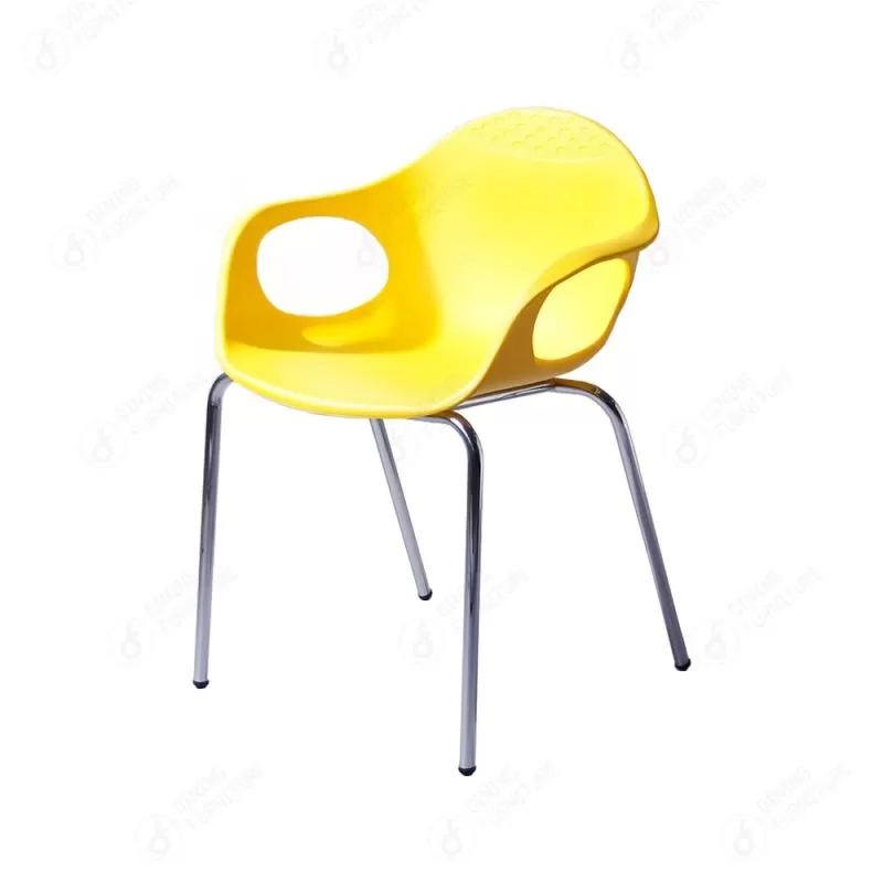 Plastic Iron Leg Chair with Hollow Armrests DC-P90