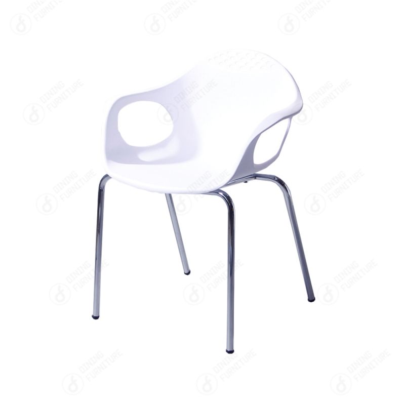 Plastic Iron Leg Chair with Hollow Armrests DC-P90