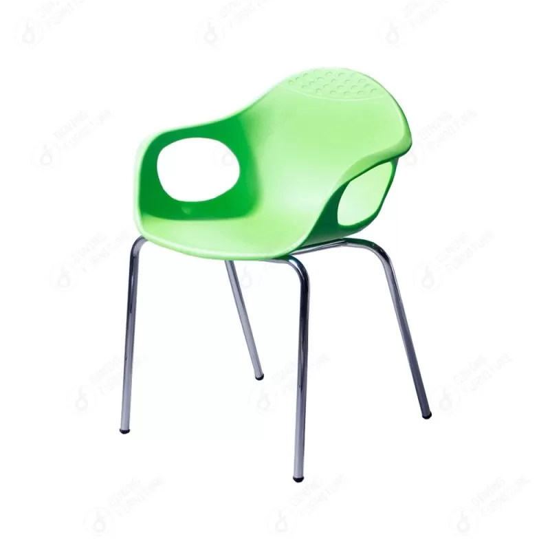 Plastic Iron Leg Chair with Hollow Armrests DC-P90