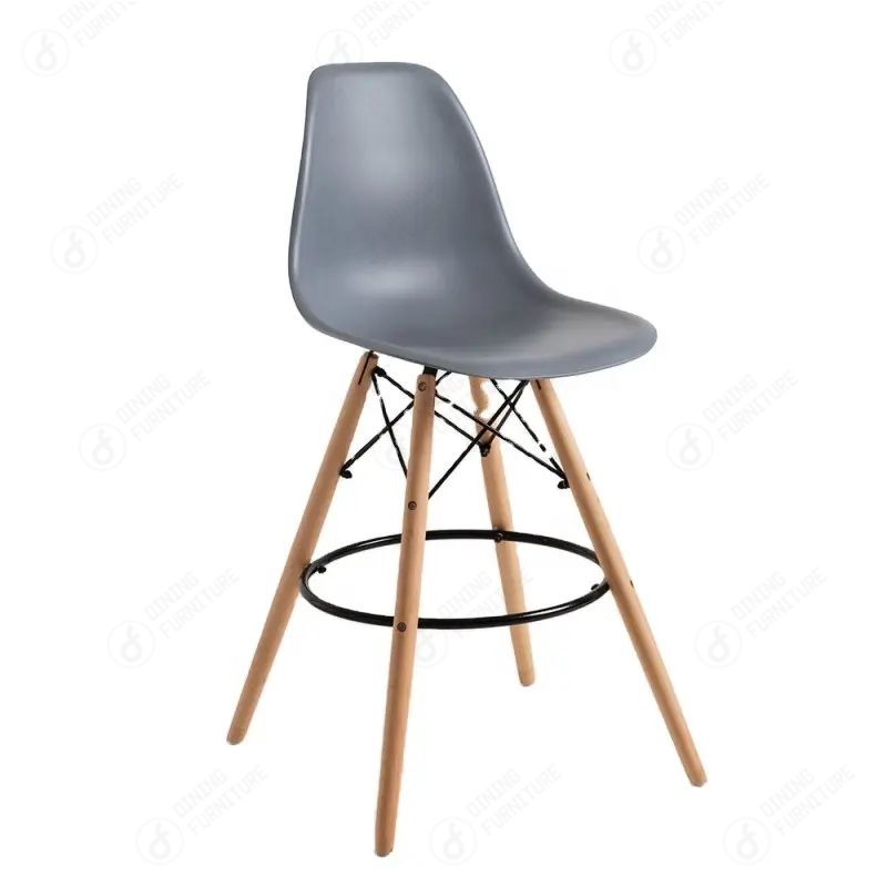 Plastic Bar Chair with Wooden Legs DB-P01