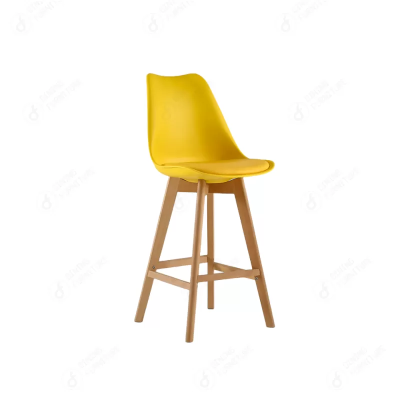 Wooden Leg Bar Chair with Plastic Seat DB-P03