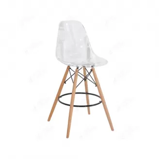 Plastic Bar Stool with Backs and Natural Legs DB-P01P