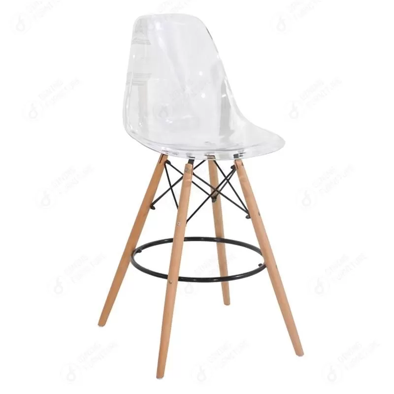 Plastic Bar Stool with Backs and Natural Legs DB-P01P