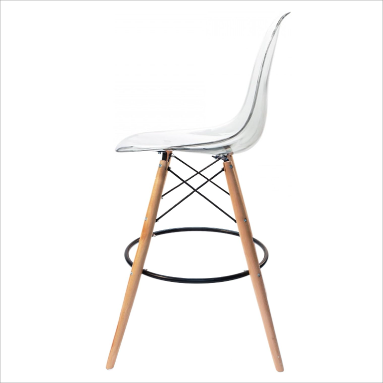 Plastic Bar Stool with Backs and Natural Legs DB-P01P