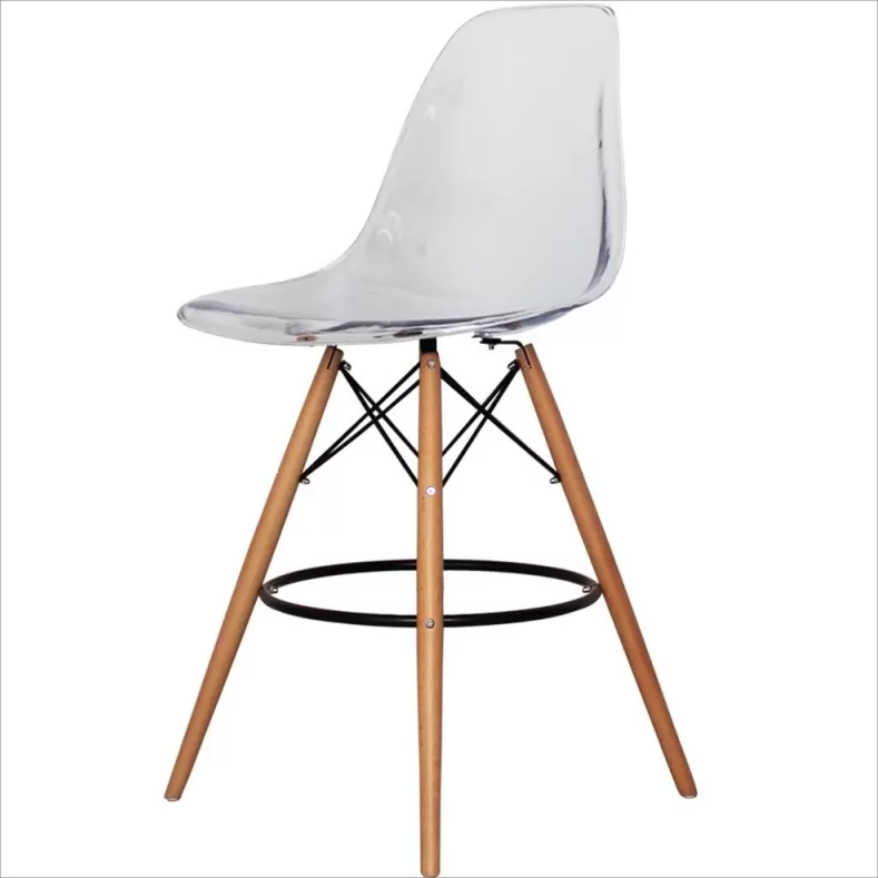 Plastic Bar Stool with Backs and Natural Legs DB-P01P