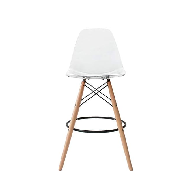 Plastic Bar Stool with Backs and Natural Legs DB-P01P